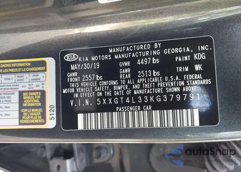 2019 Kia Optima Lx z USA, uszkodzony, nr VIN 5XXGT4L33KG379791